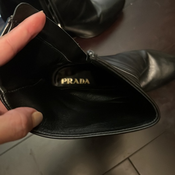 Prada Mid-Calf Black Leather Sock Boots - Picture 5 of 8